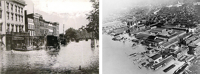 Pennsylvania Avenue NW in 1889 & Navy Yard in 1936